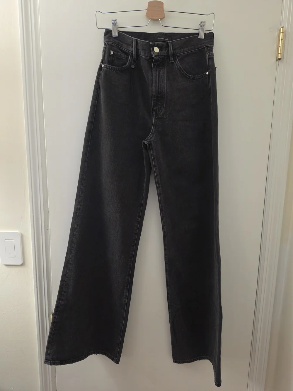 NWOT Women Massimo Dutti High-Rise Palazzo Jeans in Black, US 4, SMALL - Picture 6 of 7